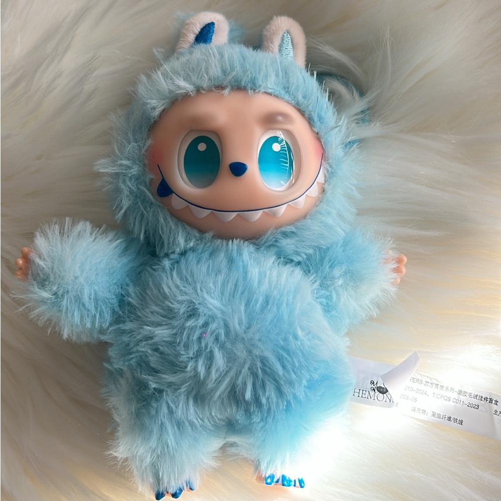 Blue Furry Monster Lafufu Keychain Bag-charm